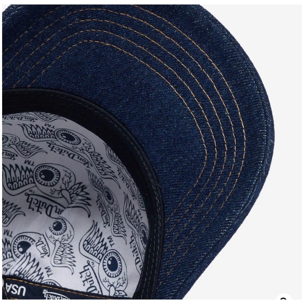 NEW Von Dutch Hat Rhinestone Denim Bling Trucker Mesh SnapBack Cap Retro Y2K - Picture 6 of 8
